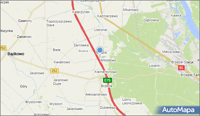 mapa Witoldowo, Witoldowo gmina Brześć Kujawski na mapie Targeo